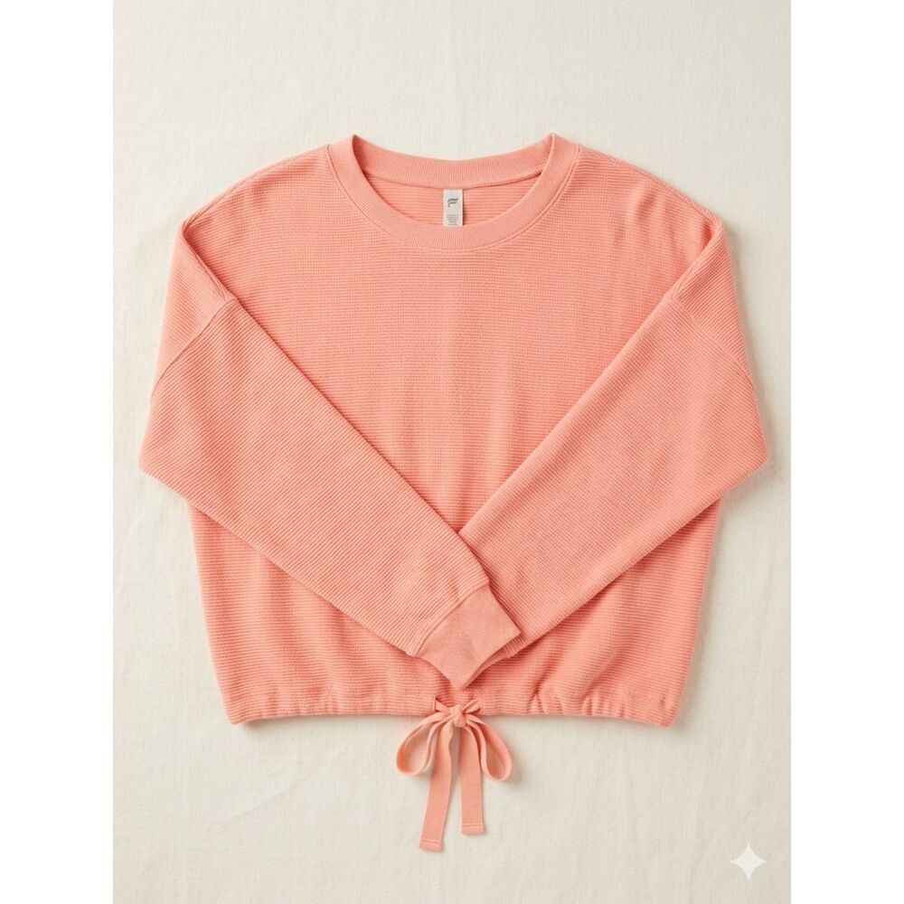 Fabletics Women's Coral Waffle Knit Cropped Pullover Sweater - Size Medium